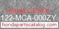 Honda 88122-MCA-000ZY genuine part number image
