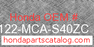 Honda 88122-MCA-S40ZC genuine part number image