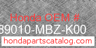 Honda 89010-MBZ-K00 genuine part number image