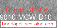 Honda 89010-MCW-D10 genuine part number image
