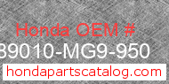 Honda 89010-MG9-950 genuine part number image