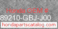 Honda 89210-GBJ-J00 genuine part number image