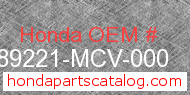 Honda 89221-MCV-000 genuine part number image