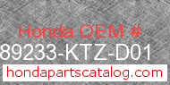 Honda 89233-KTZ-D01 genuine part number image