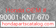 Honda 90001-KN7-670 genuine part number image