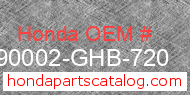 Honda 90002-GHB-720 genuine part number image