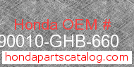 Honda 90010-GHB-660 genuine part number image