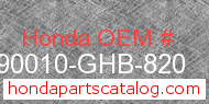 Honda 90010-GHB-820 genuine part number image