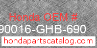 Honda 90016-GHB-690 genuine part number image