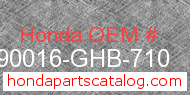 Honda 90016-GHB-710 genuine part number image
