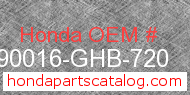 Honda 90016-GHB-720 genuine part number image