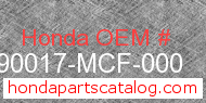 Honda 90017-MCF-000 genuine part number image