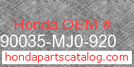 Honda 90035-MJ0-920 genuine part number image