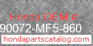 Honda 90072-MF5-860 genuine part number image