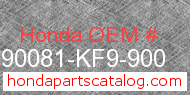 Honda 90081-KF9-900 genuine part number image