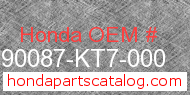 Honda 90087-KT7-000 genuine part number image