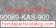 Honda 90089-KAS-900 genuine part number image
