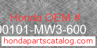 Honda 90101-MW3-600 genuine part number image