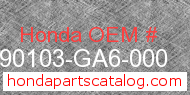 Honda 90103-GA6-000 genuine part number image