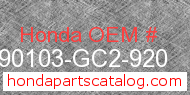 Honda 90103-GC2-920 genuine part number image