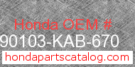 Honda 90103-KAB-670 genuine part number image