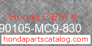 Honda 90105-MC9-830 genuine part number image