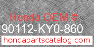 Honda 90112-KY0-860 genuine part number image