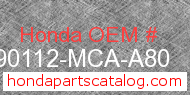 Honda 90112-MCA-A80 genuine part number image