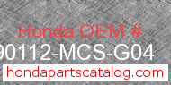 Honda 90112-MCS-G04 genuine part number image