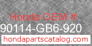 Honda 90114-GB6-920 genuine part number image