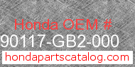 Honda 90117-GB2-000 genuine part number image