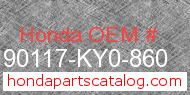 Honda 90117-KY0-860 genuine part number image