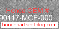 Honda 90117-MCF-000 genuine part number image