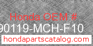 Honda 90119-MCH-F10 genuine part number image