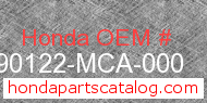 Honda 90122-MCA-000 genuine part number image