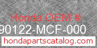 Honda 90122-MCF-000 genuine part number image