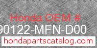 Honda 90122-MFN-D00 genuine part number image
