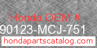 Honda 90123-MCJ-751 genuine part number image