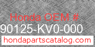 Honda 90125-KV0-000 genuine part number image