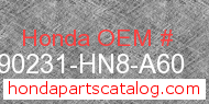 Honda 90231-HN8-A60 genuine part number image