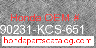 Honda 90231-KCS-651 genuine part number image