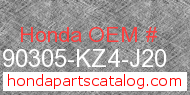Honda 90305-KZ4-J20 genuine part number image