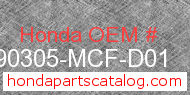 Honda 90305-MCF-D01 genuine part number image