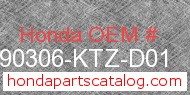 Honda 90306-KTZ-D01 genuine part number image