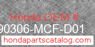 Honda 90306-MCF-D01 genuine part number image
