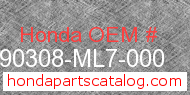 Honda 90308-ML7-000 genuine part number image