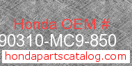 Honda 90310-MC9-850 genuine part number image