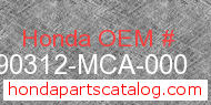 Honda 90312-MCA-000 genuine part number image