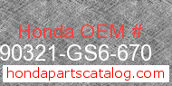 Honda 90321-GS6-670 genuine part number image