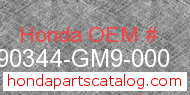 Honda 90344-GM9-000 genuine part number image